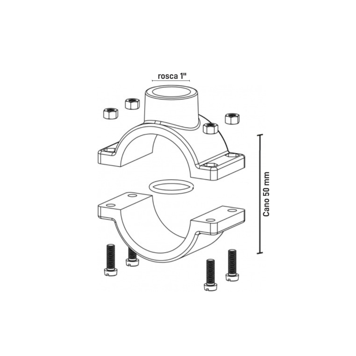 Abraçadeira para Cano 50 Rosca 1 pol